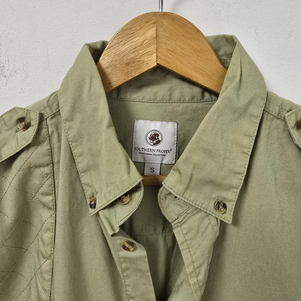 Southern Proper Shirt Mens Shooting Sport Safari Size S Button Front Olive Green
